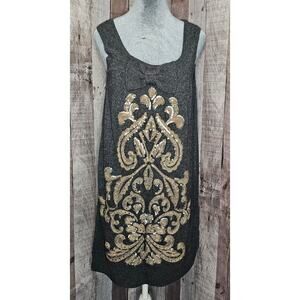 NANETTE LEPORE Gray Cashmere LambsWool Embellished Sequine Tank DRESS Small NEW